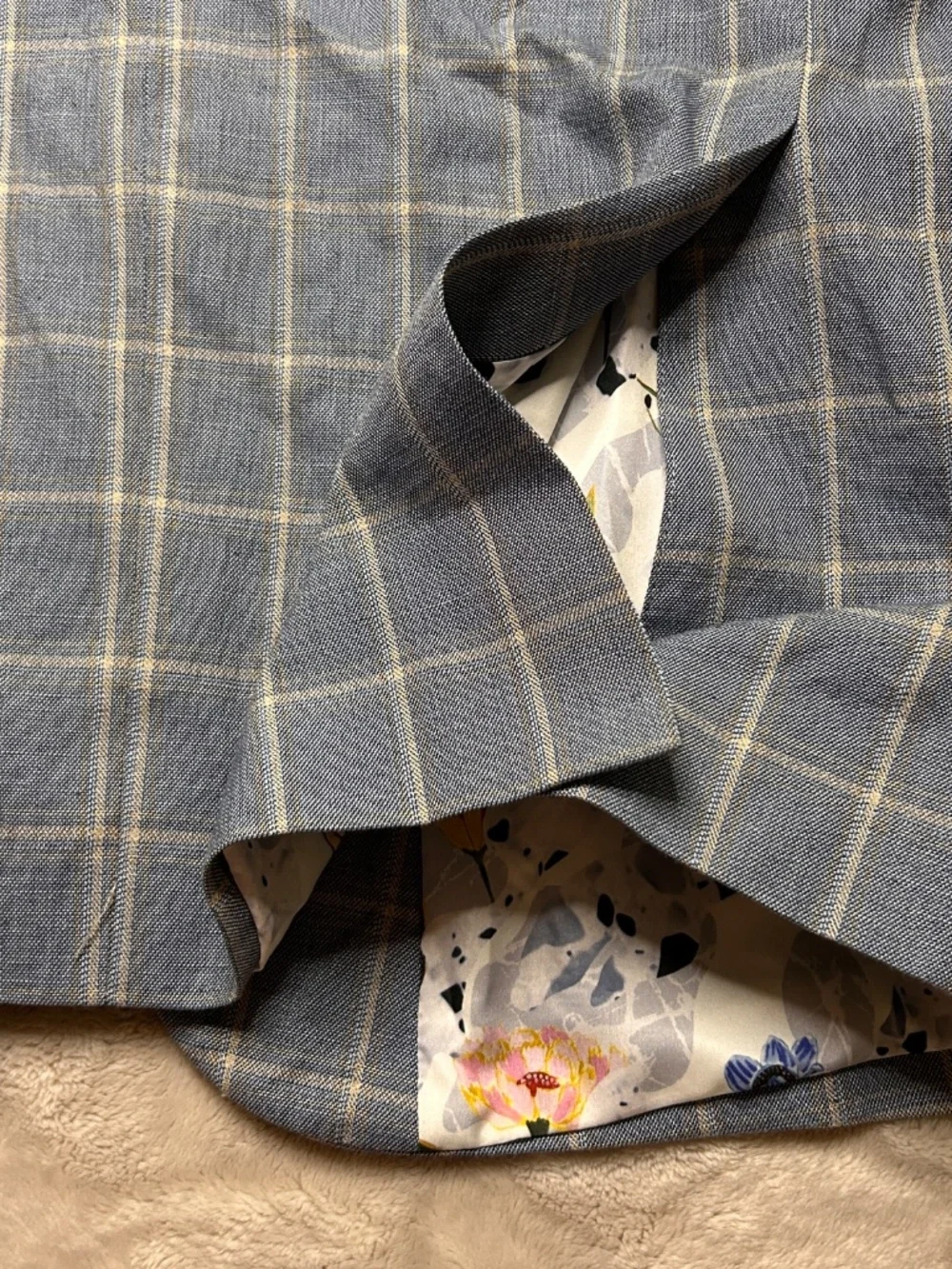 Alan Flusser Blazer Mens 44L Blue Windowpane Linen Blend Sport Coat Preppy Derby